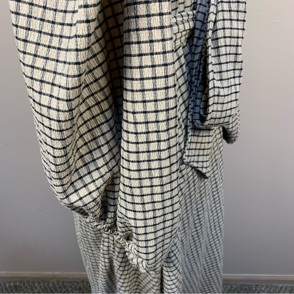 H&M Check Puff Ballon Sleeve Wrap Maxi Dress - Picture 7 of 10